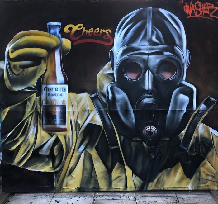 Coronavirus street art by Gnasher in the UK